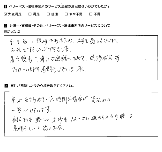 不安を感じることなくお任せすることができました