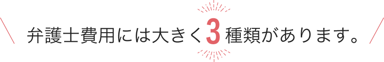 弁護士費用には大きく3種類があります。